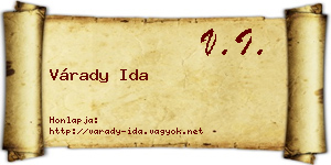 Várady Ida névjegykártya